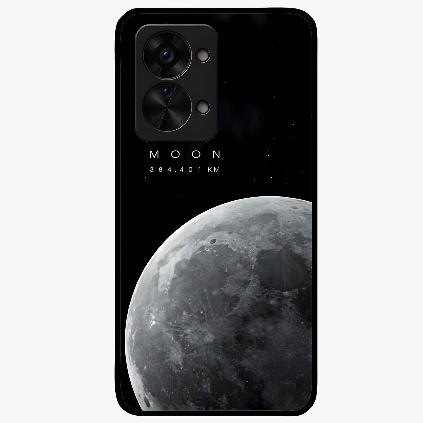 Cosmic Moon Glow Glass Case for 1+Nord 2T serene front view featuring glowing moon artwork with celestial tones