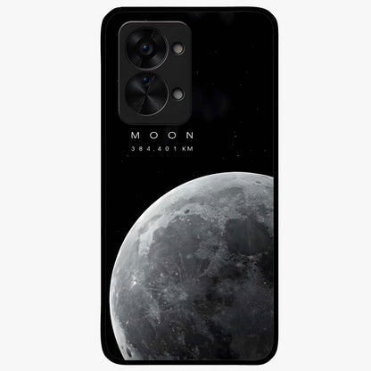 Cosmic Moon Glow Glass Case for 1+Nord 2T serene front view featuring glowing moon artwork with celestial tones