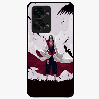 Crimson Crow Ascension Glass Case for 1+Nord 2T powerful front view featuring crow artwork with dark crimson background