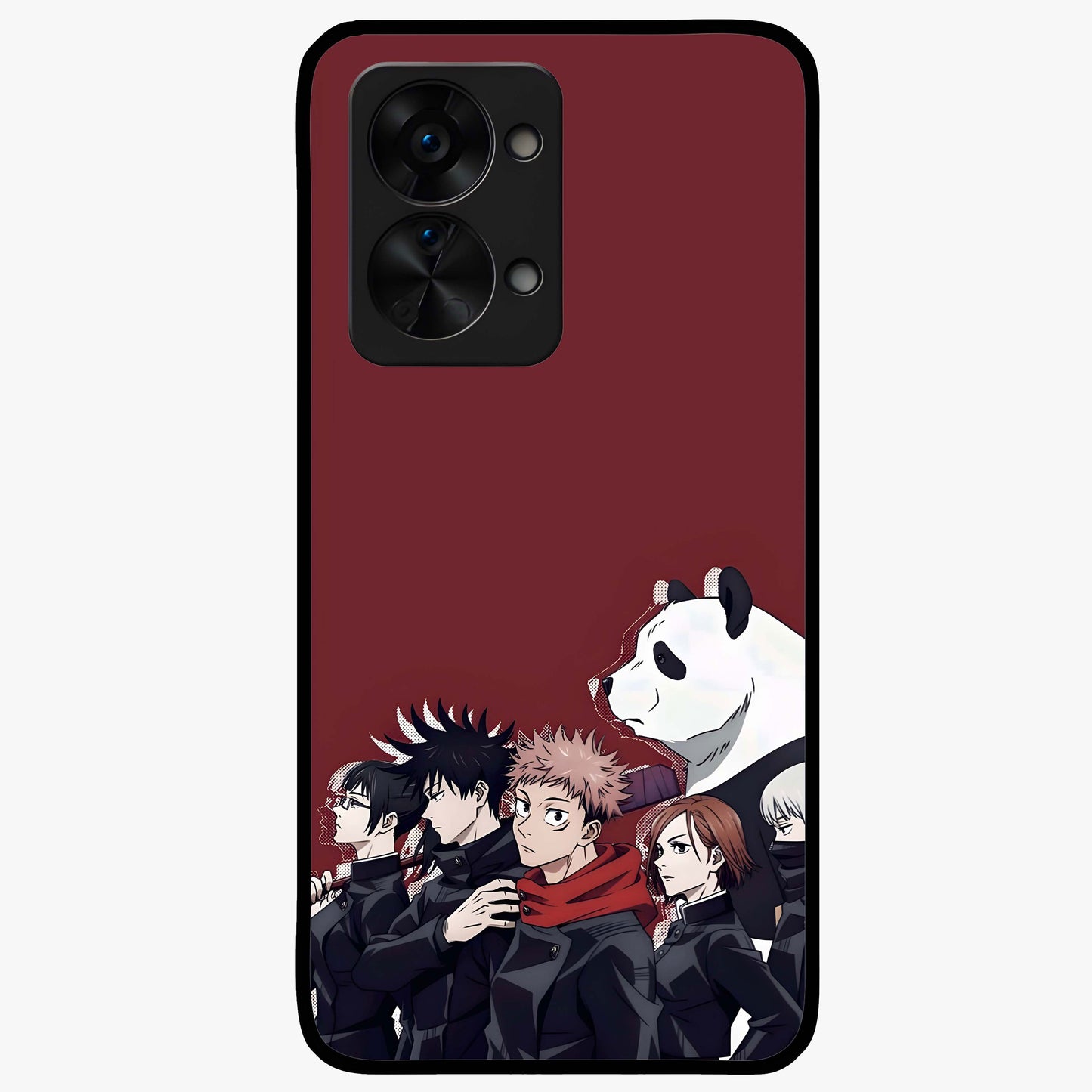 Crimson Crow Judgment Glass Case for 1+Nord 2T striking front view featuring bold crow illustration in crimson tones