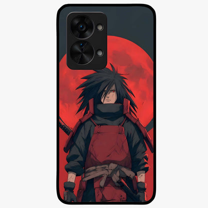 Crimson Moon Warlord Glass Case for 1+Nord 2T dramatic front view featuring warrior themed artwork under crimson moonlight