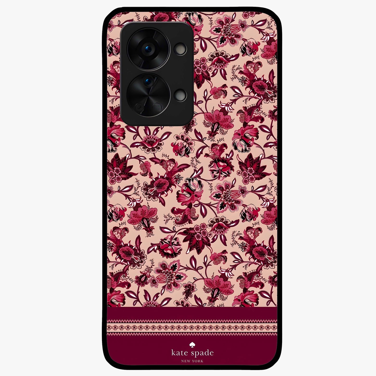 Crimson Rose Charm Glass Case for 1+Nord 2T elegant front view featuring rich red rose artwork