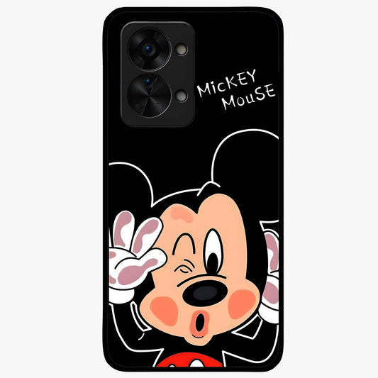 Cute Mickey Love Glass Case for 1+Nord 2T adorable front view featuring playful cartoon love themed artwork