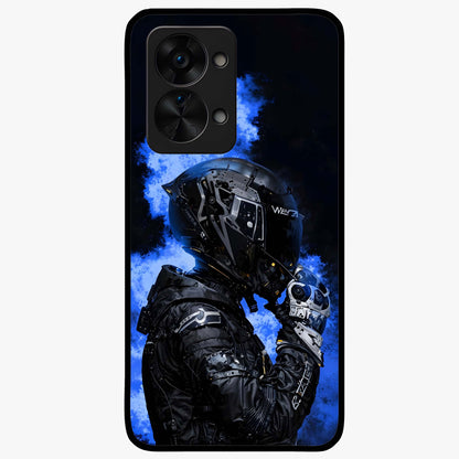 Cyber Sentinel Protocol Glass Case for 1+Nord 2T bold front view featuring futuristic cyberpunk inspired artwork