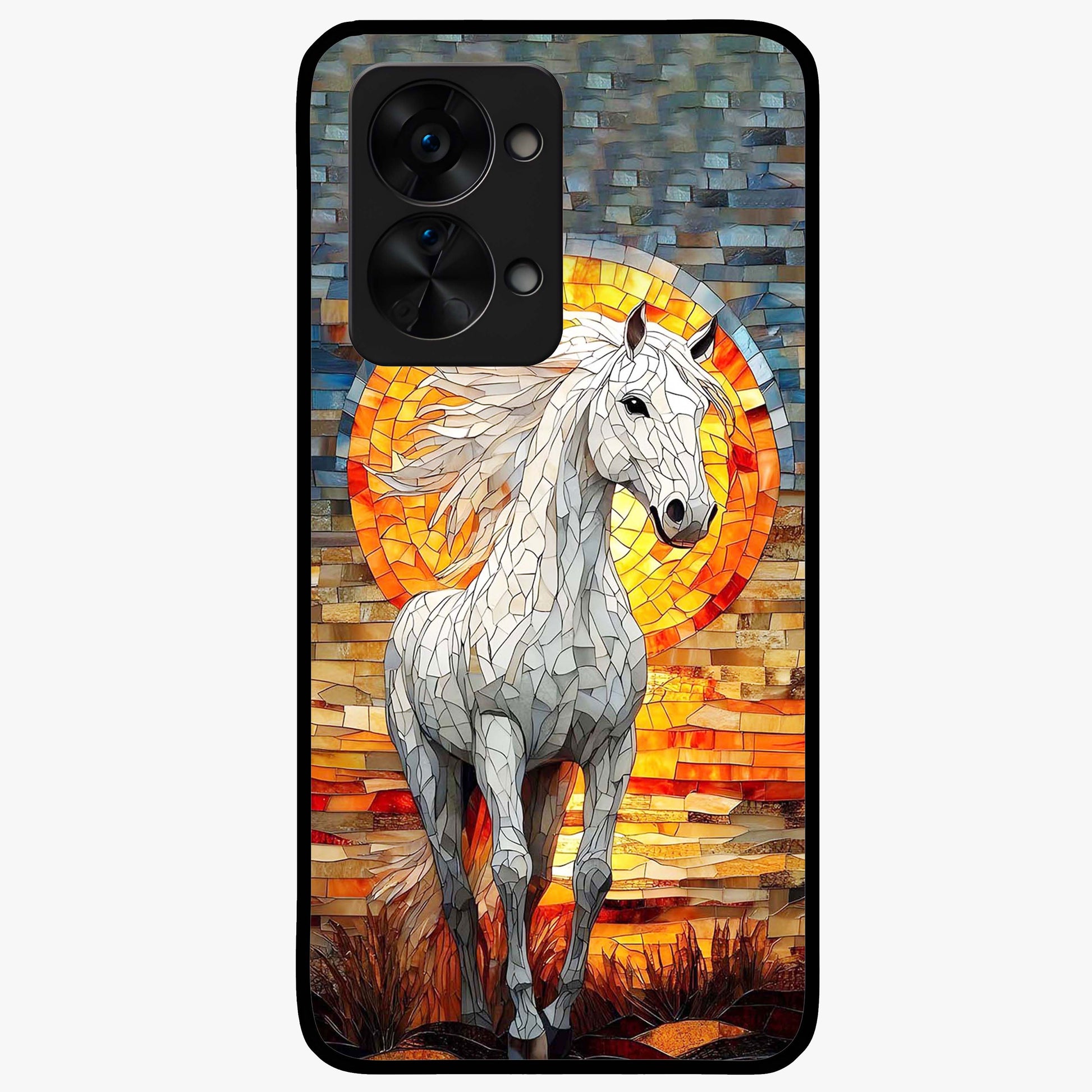 Elected Horse Glass Case for 1+Nord 2T bold front view featuring powerful horse illustration artwork