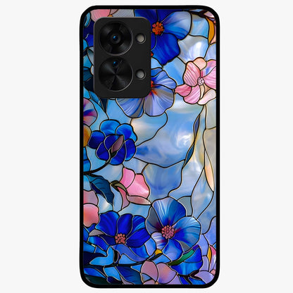 Eternal Floral Stained Glass Case for 1+Nord 2T elegant front view featuring stained glass inspired floral artwork