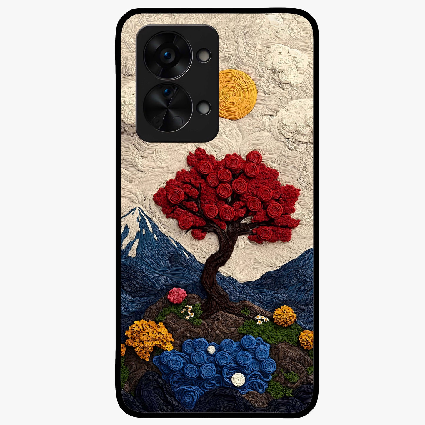 Eternal Nature Tapestry Glass Case for 1+Nord 2T elegant front view featuring intricate nature tapestry artwork