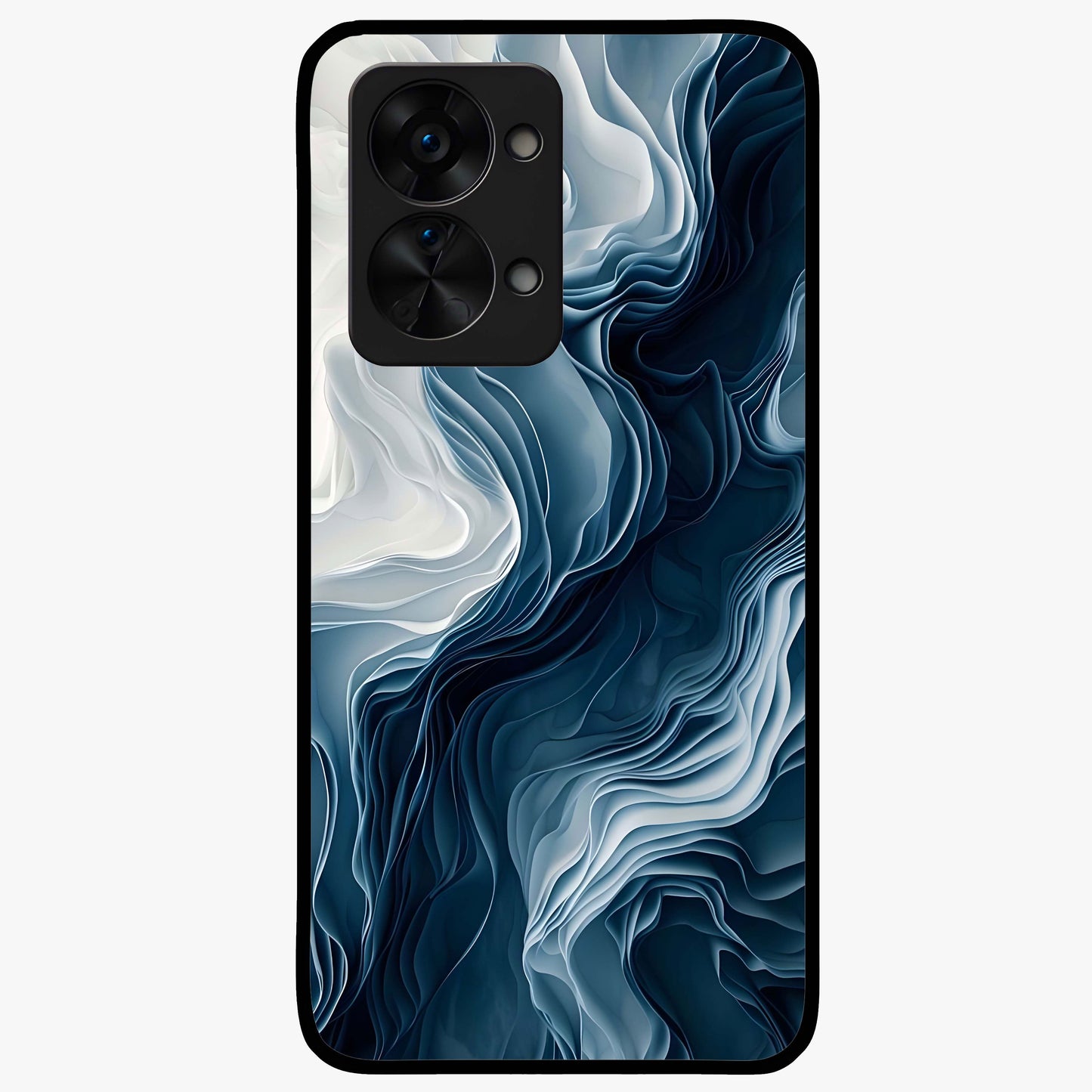 Ethereal Paper Marble Glass Case for 1+Nord 2T artistic front view featuring subtle marble inspired artwork