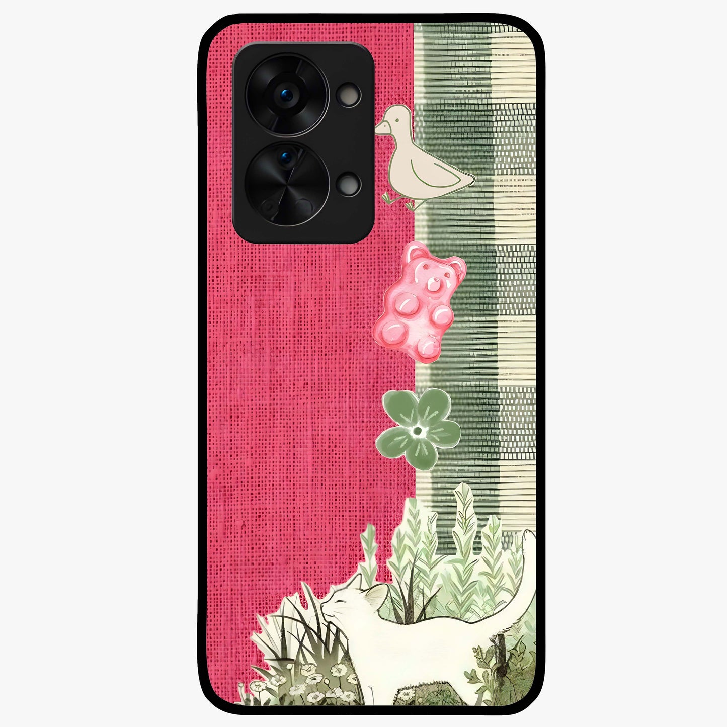 Fabric Patterns Glass Case for 1+Nord 2T stylish front view featuring textile inspired pattern artwork
