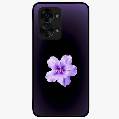 Flower on Soft Violet Gradient Glass Case for 1+Nord 2T elegant front view featuring floral artwork over smooth violet gradient