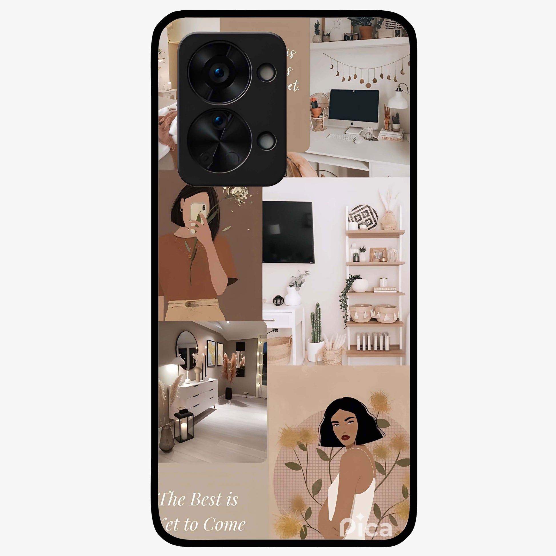 Golden Mind Moment Glass Case for 1+Nord 2T artistic front view featuring abstract golden inspired artwork