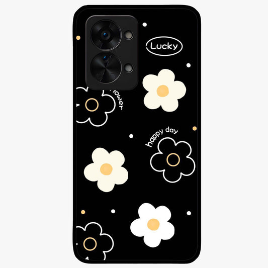 Happy Day Daisy Glass Case for 1+Nord 2T cheerful front view featuring bright daisy floral artwork