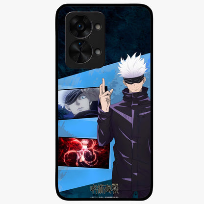Infinite Curse Sorcerer Glass Case for 1+Nord 2T showing full back design in clean flat view with dark sorcerer artwork and glossy glass finish.