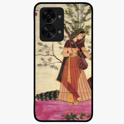 Lady With Veena Art Glass Case for 1+Nord 2T elegant front view featuring classical musical inspired artwork