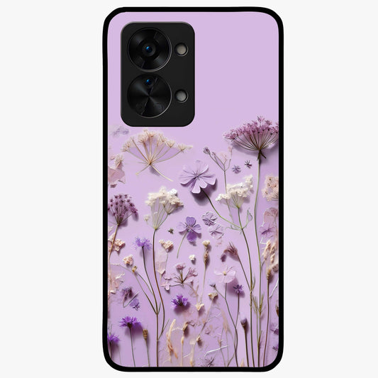 Lavender Blossom Dream Glass Case for 1+Nord 2T soft front view featuring delicate lavender floral artwork