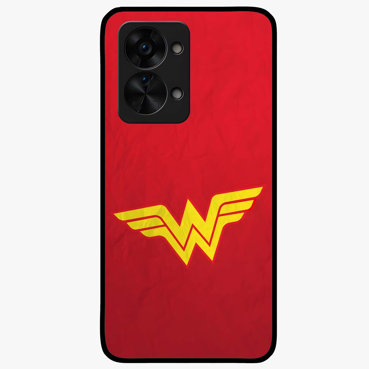 Legendary Wonder Power Glass Case for 1+Nord 2T dynamic front view featuring bold superhero inspired artwork