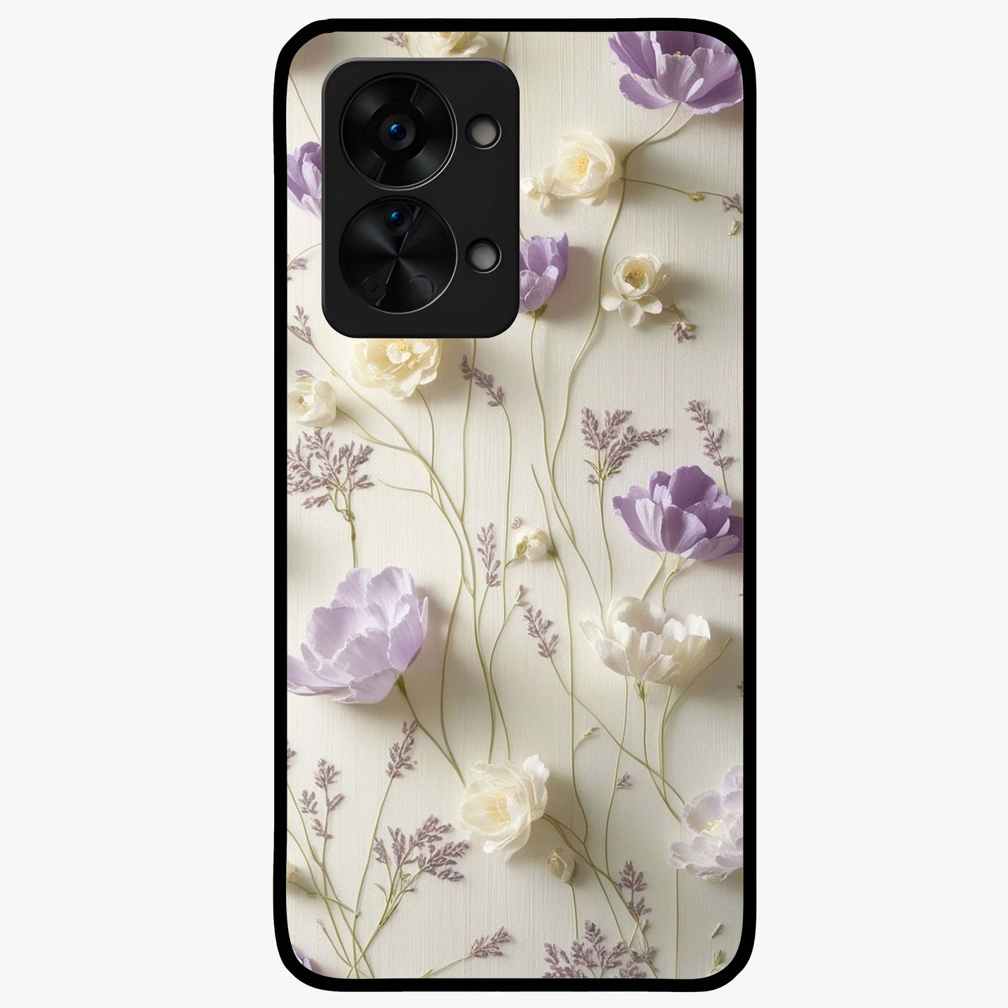 Lilac Breeze Harmony Glass Case for 1+Nord 2T soft front view featuring gentle lilac inspired artwork