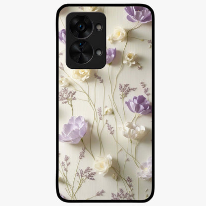 Lilac Breeze Harmony Glass Case for 1+Nord 2T soft front view featuring gentle lilac inspired artwork