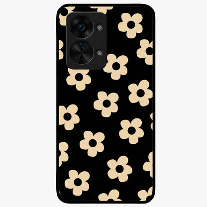Little Daisy Flower Retro Pattern Glass Case for 1+Nord 2T cheerful front view featuring retro daisy floral pattern artwork