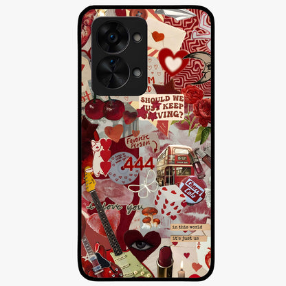 Lover’S Red Chaos Glass Case for 1+Nord 2T bold front view featuring intense red artistic artwork