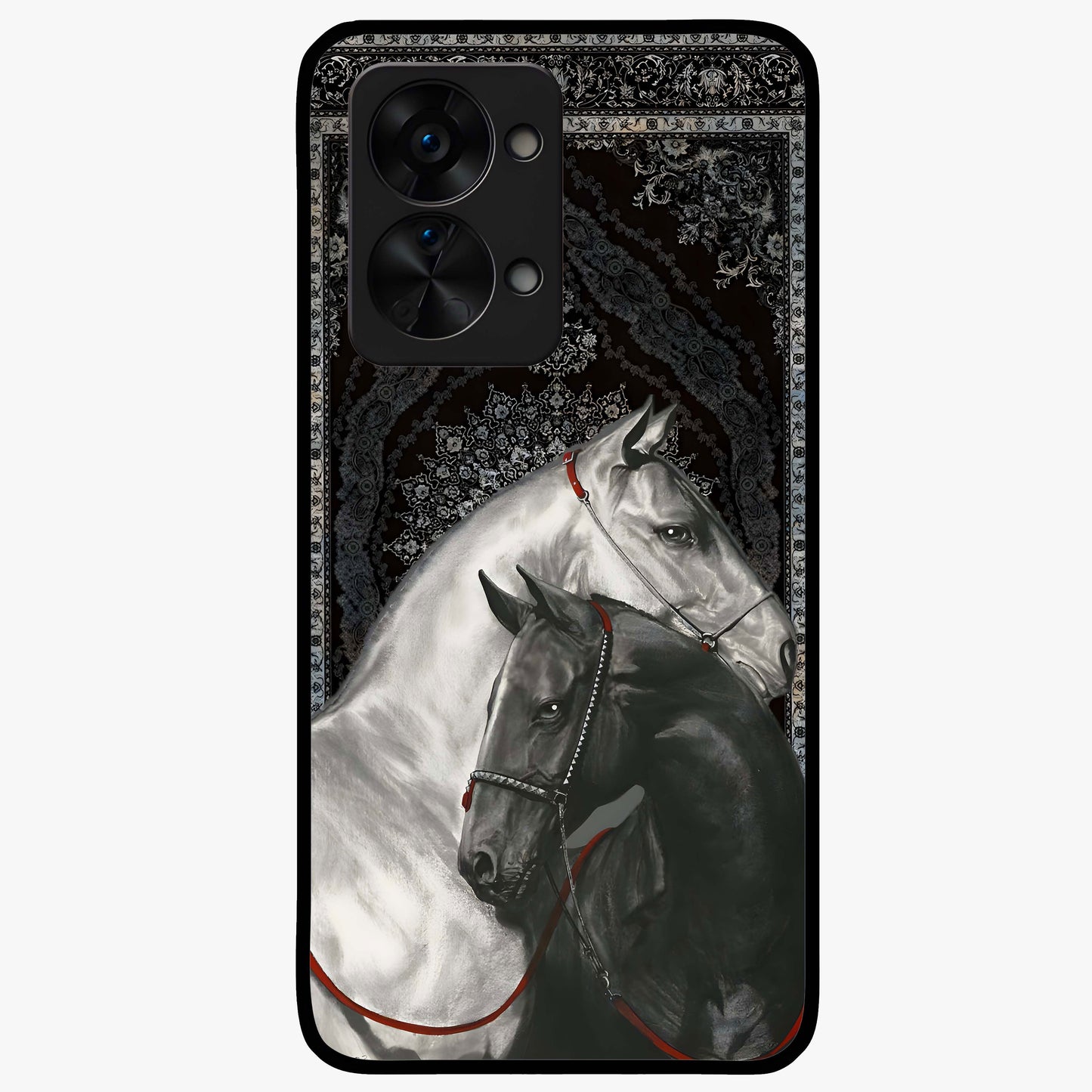 Majestic Ride Legacy Glass Case for 1+Nord 2T bold front view featuring dynamic ride inspired artwork