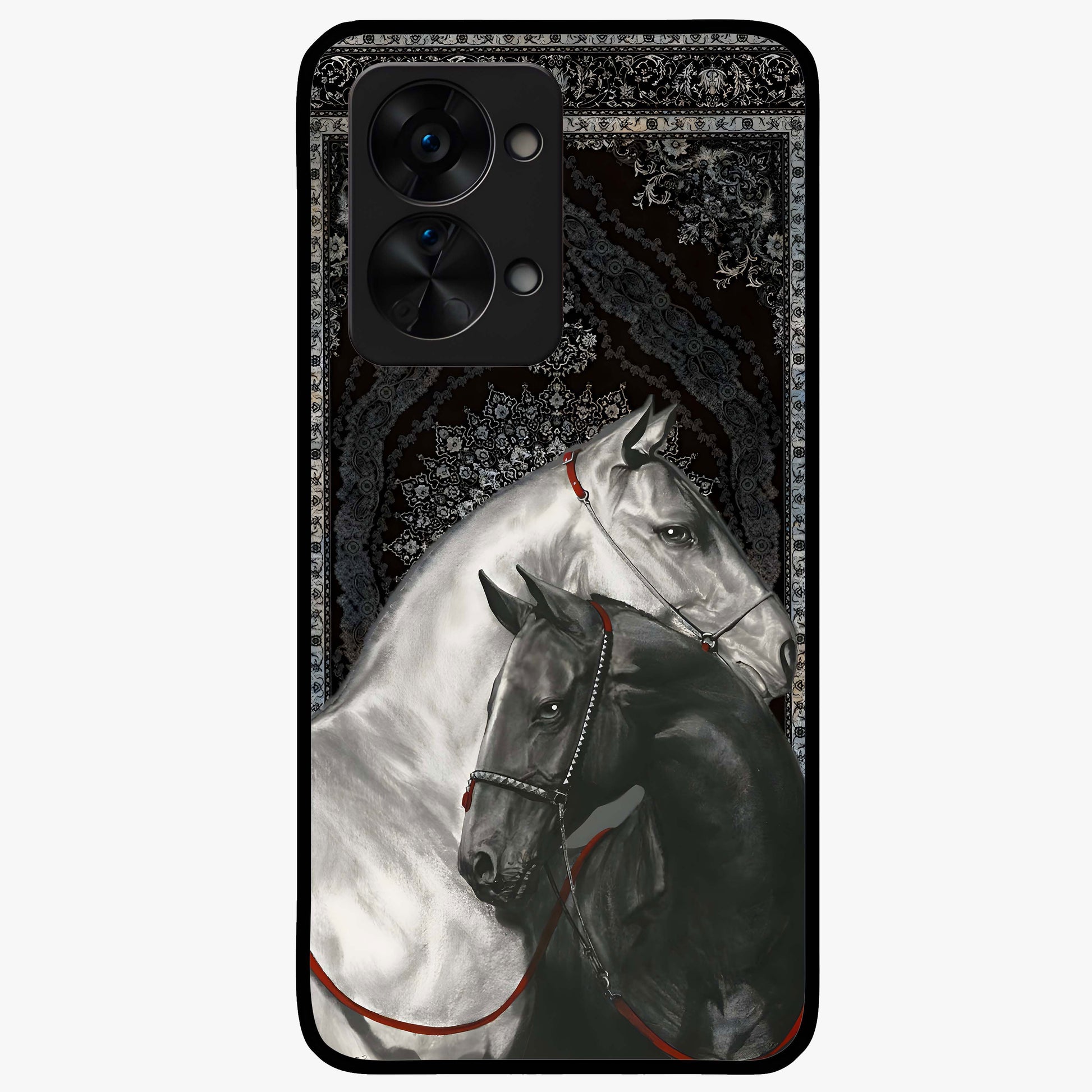 Majestic Ride Legacy Glass Case for 1+Nord 2T bold front view featuring dynamic ride inspired artwork