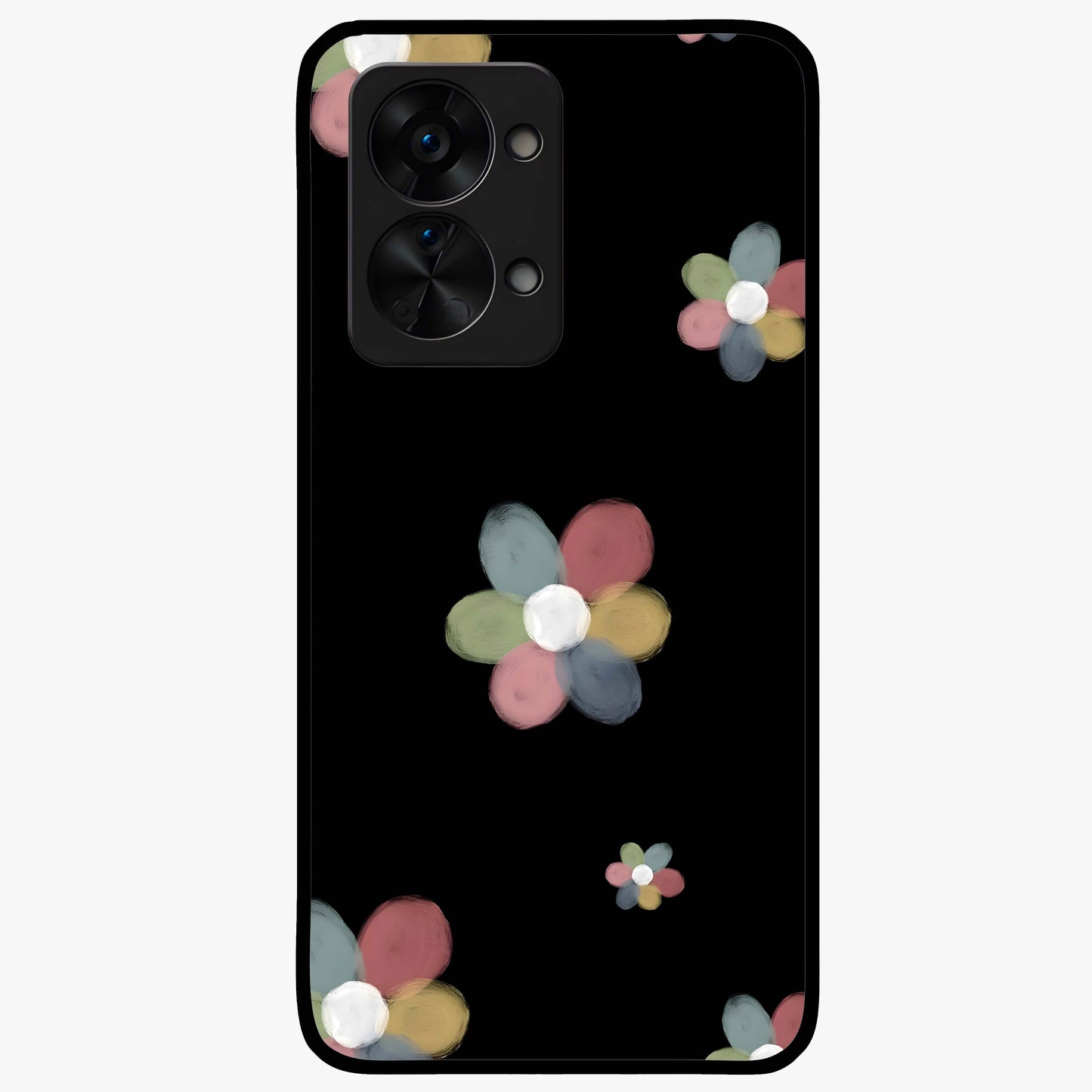 Minimal Floral Charm Glass Case for 1+Nord 2T clean front view featuring simple floral artwork with elegant detailing