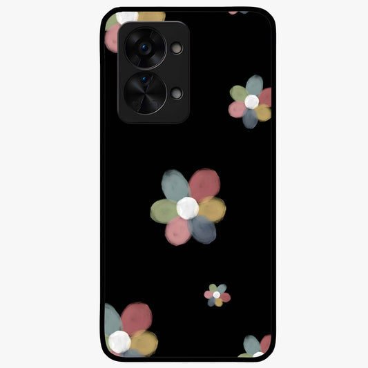 Minimal Floral Charm Glass Case for 1+Nord 2T clean front view featuring simple floral artwork with elegant detailing