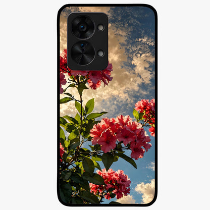 Moonlit Blossom Charm Glass Case for 1+Nord 2T elegant front view featuring floral artwork under soft moonlight tones