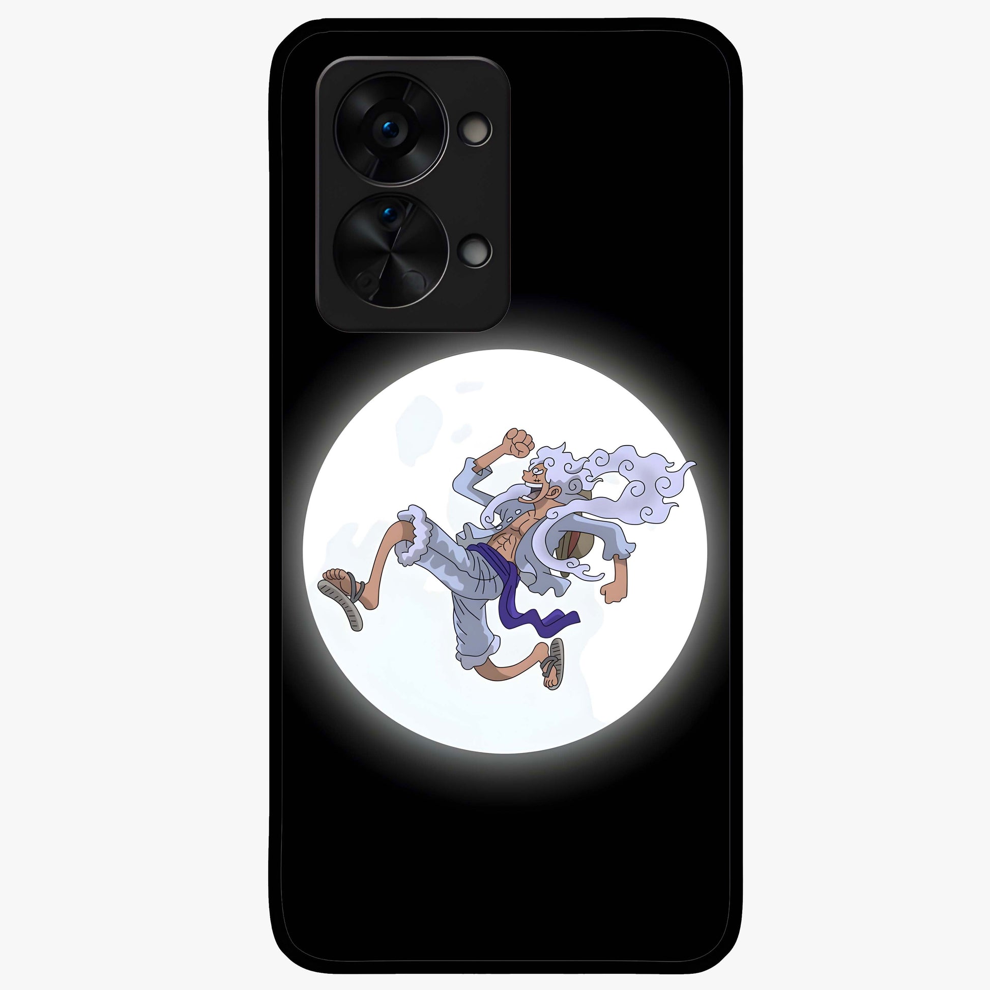 Moonlit Freedom Dance Glass Case for 1+Nord 2T artistic front view featuring expressive silhouette artwork under moonlight