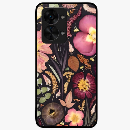 Petal Dream Tapestry Glass Case for 1+Nord 2T elegant front view featuring intricate floral tapestry artwork