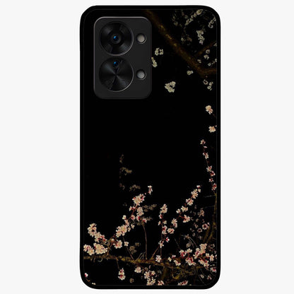 Petal Moon Light With Custom Name Glass Case for 1+Nord 2T graceful front view featuring floral artwork under moonlight with personalized name design