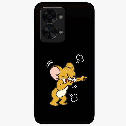 Playful Jerry Vibes Glass Case for 1+Nord 2T cheerful front view featuring animated cartoon artwork with playful energy