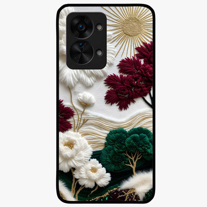 Radiant Bloom Elegance Glass Case for 1+Nord 2T elegant front view featuring luminous floral artwork