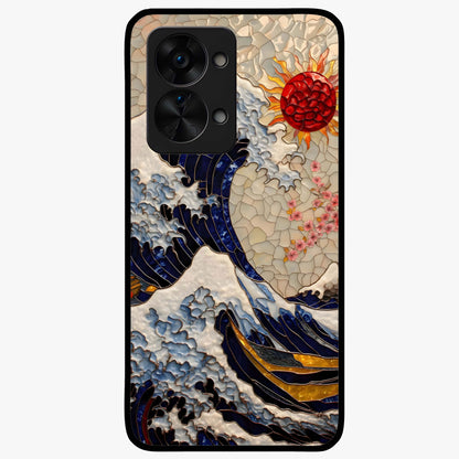 Rising Wave Glory Glass Case for 1+Nord 2T dynamic front view featuring powerful wave inspired artwork