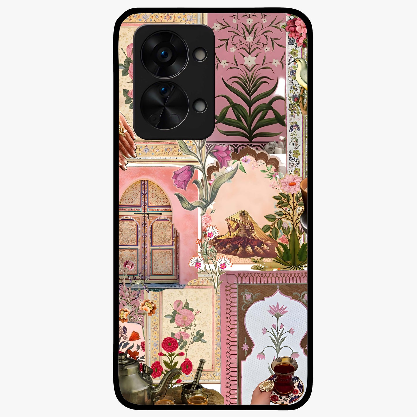 Royal Pink Legacy Glass Case for 1+Nord 2T elegant front view featuring luxurious pink themed artistic artwork