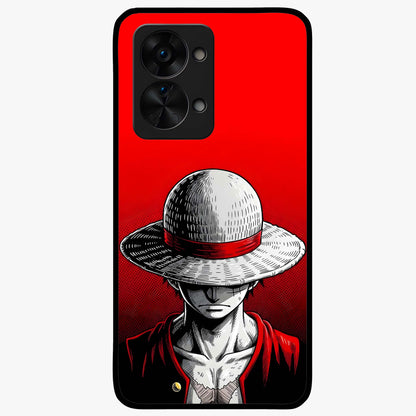 Scarlet Pirate Resolve Glass Case for 1+Nord 2T bold front view featuring pirate themed artwork in red hues