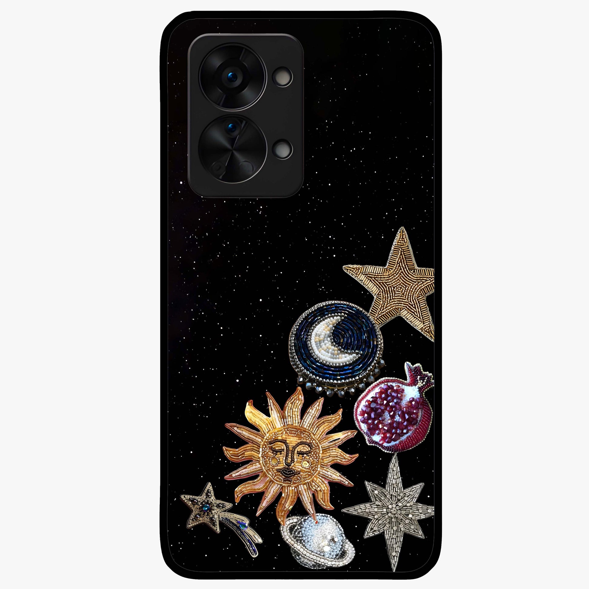 Scarlet Sky Flight Glass Case for 1+Nord 2T dramatic front view featuring bold sky inspired artwork in scarlet tones