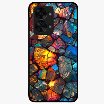 Shattered Light Glass Case for 1+Nord 2T artistic front view featuring abstract broken light inspired artwork