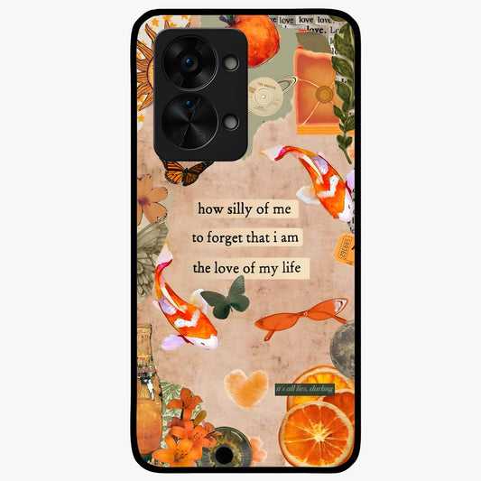 Soft Chaos Aesthetic Glass Case for 1+Nord 2T artistic front view featuring abstract chaotic artwork in soft pastel tones