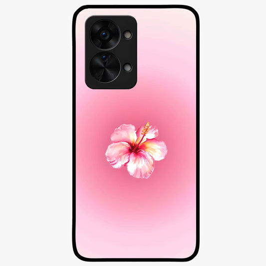 Soft Petal Serenity Glass Case for 1+Nord 2T elegant front view featuring gentle floral artwork in muted tones