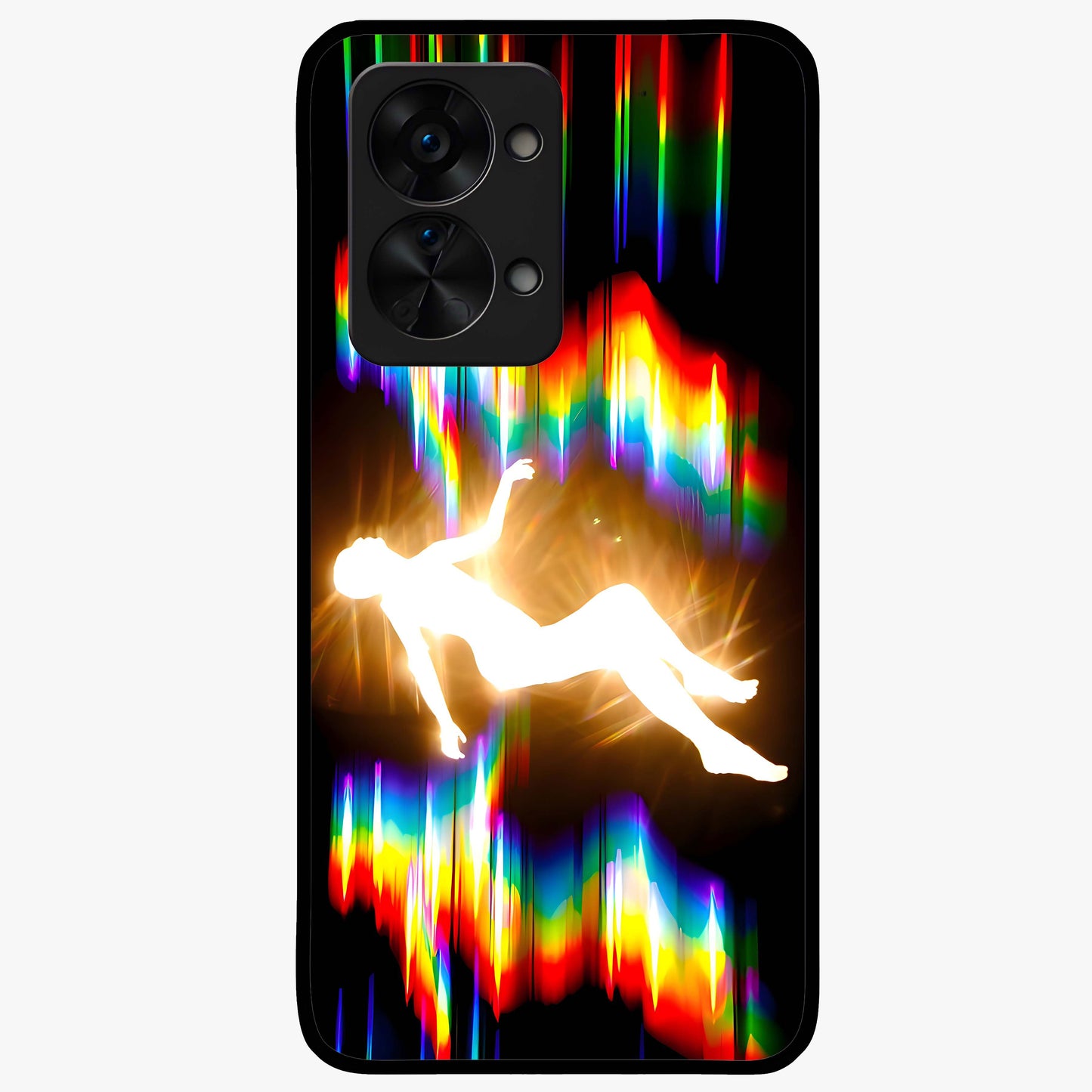 Soul in Spectrum Glass Case for 1+Nord 2T artistic front view featuring colorful spectrum inspired artwork