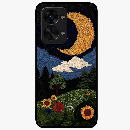 Sun and Moon Magic Design Glass Case for 1+Nord 2T artistic front view featuring symbolic sun and moon artwork