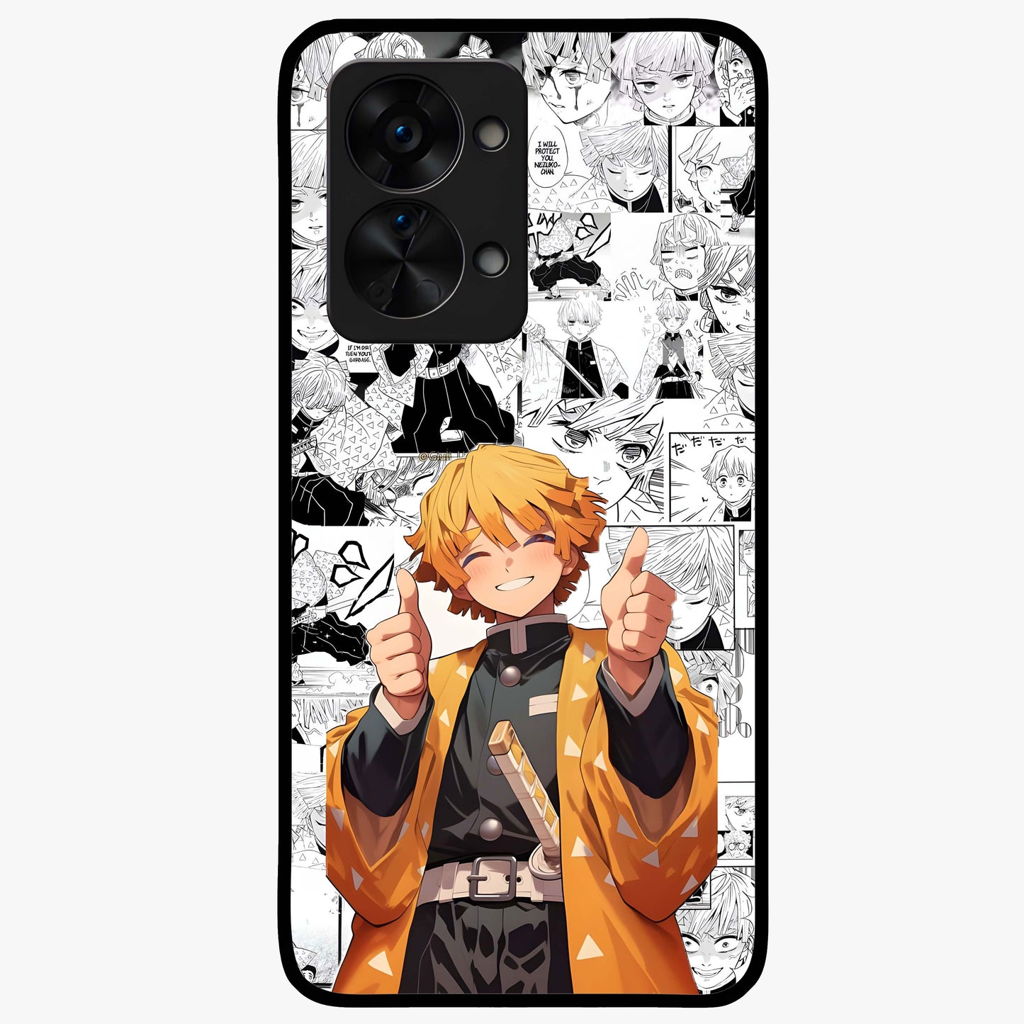 Thunder Smile Hero Glass Case for 1+Nord 2T bold front view featuring powerful hero inspired artwork with electric tones