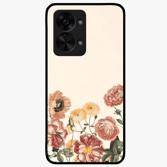 Timeless Garden Romance Glass Case for 1+Nord 2T elegant front view featuring classic floral garden artwork