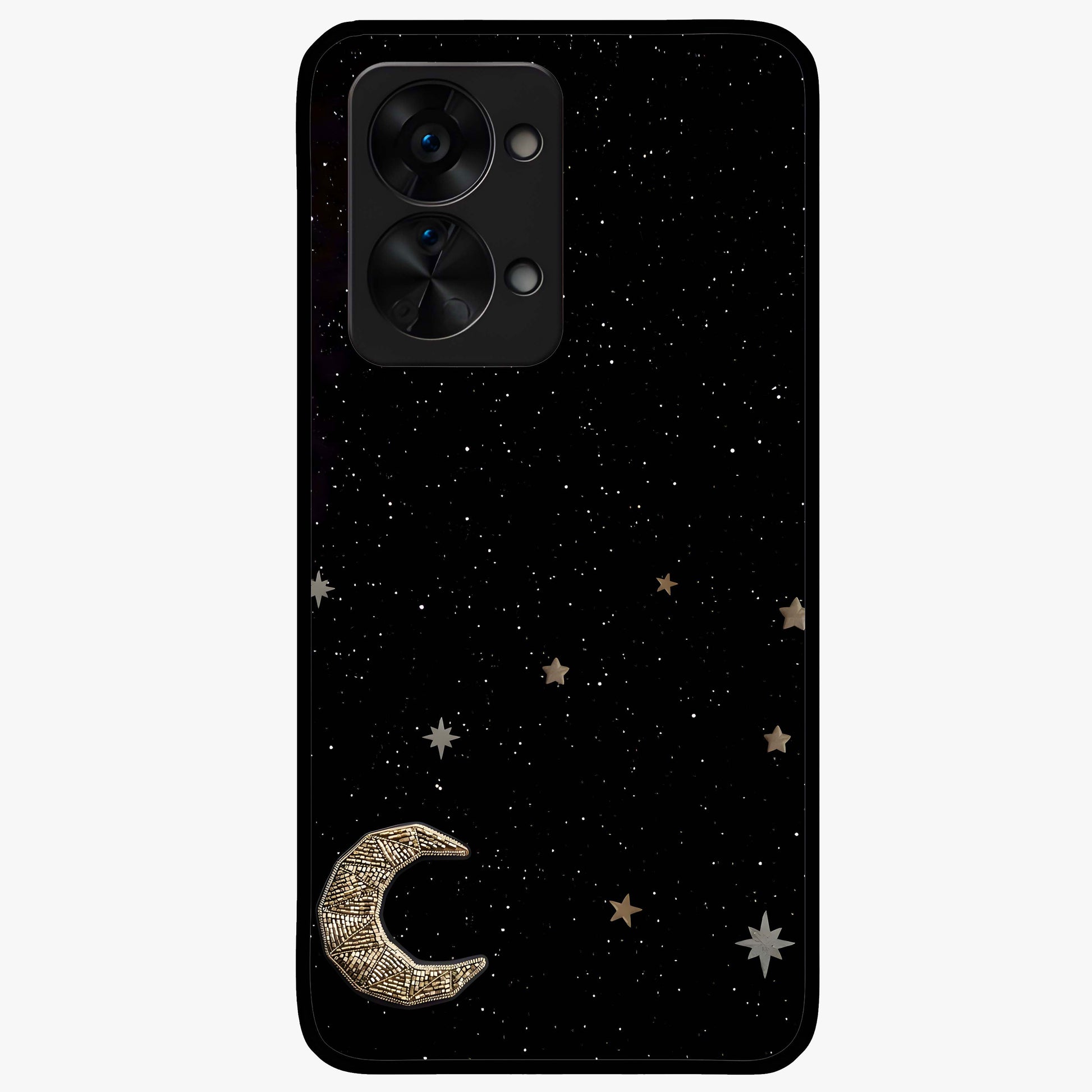 Twinkle Star With Half Moon Glass Case for 1+Nord 2T dreamy front view featuring star and crescent moon artwork