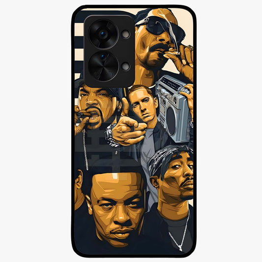 Urban Rap Legends Glass Case for 1+Nord 2T bold front view featuring street inspired music artwork