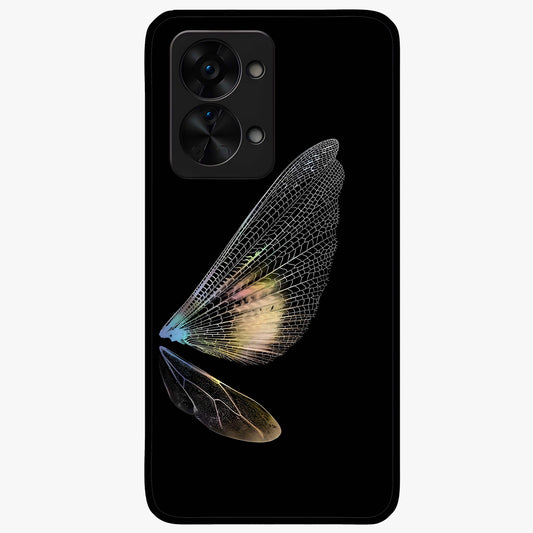 Whispers of Wings Glass Case for 1+Nord 2T elegant front view featuring feather or wing inspired artistic artwork