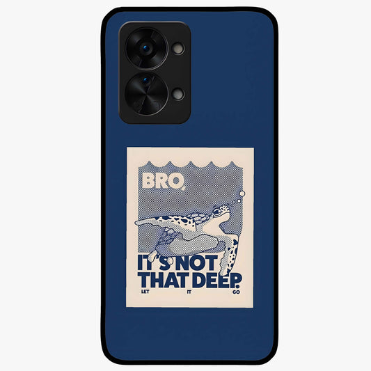 Worry Less Swim Glass Case for 1+Nord 2T uplifting front view featuring motivational typography with aquatic theme