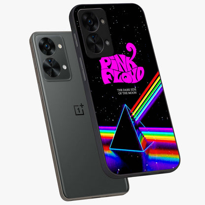 Galactic Light Frequency Glass Case for 1+Nord 2T angled mockup showcasing glossy finish and vibrant neon detailing
